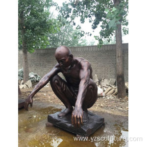 Life Size Bronze Nude Man Statue For Sale